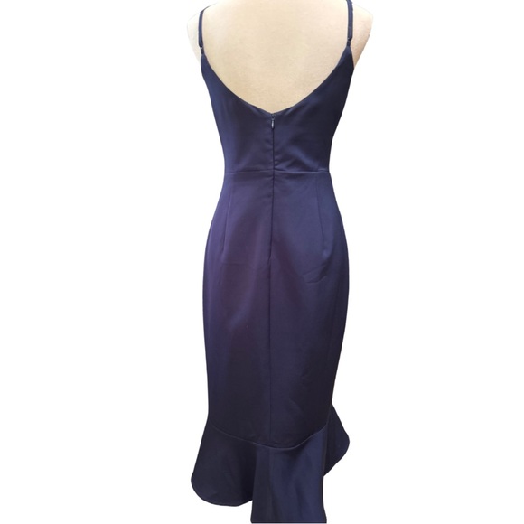 Kristen Peplum Dress in Navy Bardot Revolve Formal Homecoming - Picture 4 of 5